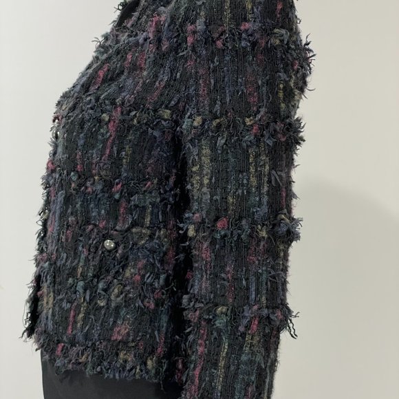 CHANEL $6500 06P BLACK MULTICOLOR FRINGED TWEED - Picture 2 of 11